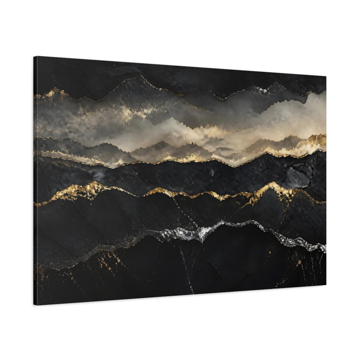 Side Mockup 1. Gilded Mineral Horizons shown as canvas print