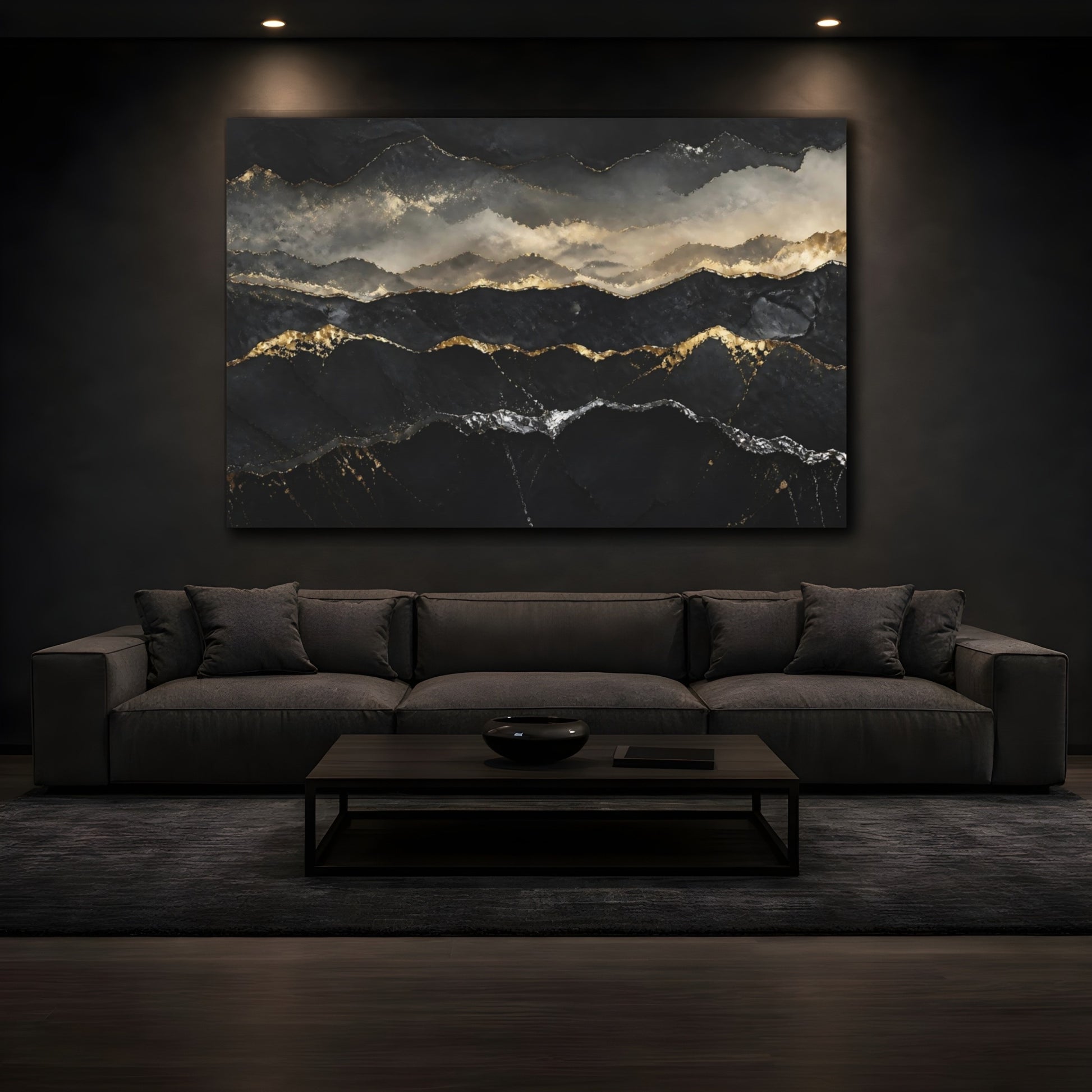Mockup 3. Gilded Mineral Horizons shown as canvas print