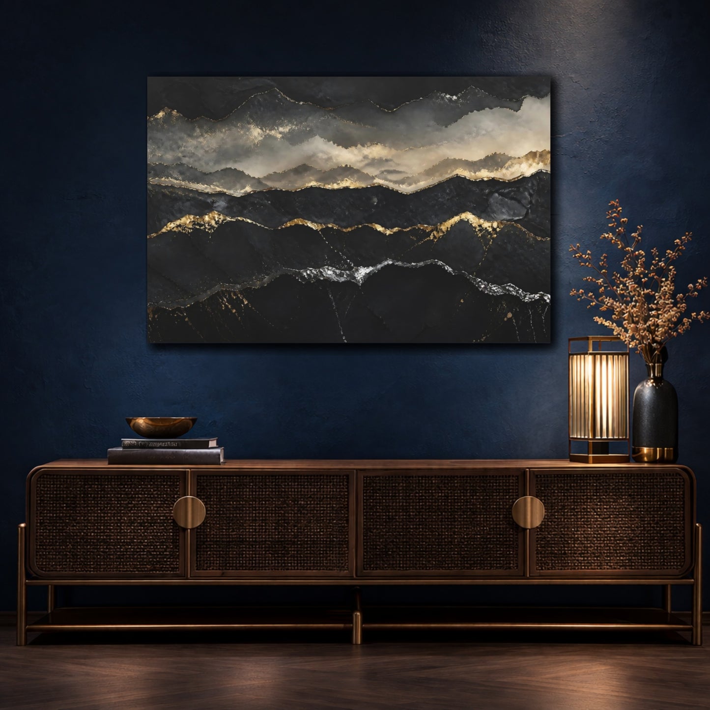 Mockup 4. Gilded Mineral Horizons shown as canvas print