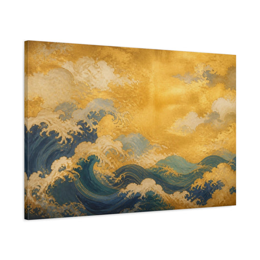 Main Mockup. Gilded Ocean Waves shown as canvas print