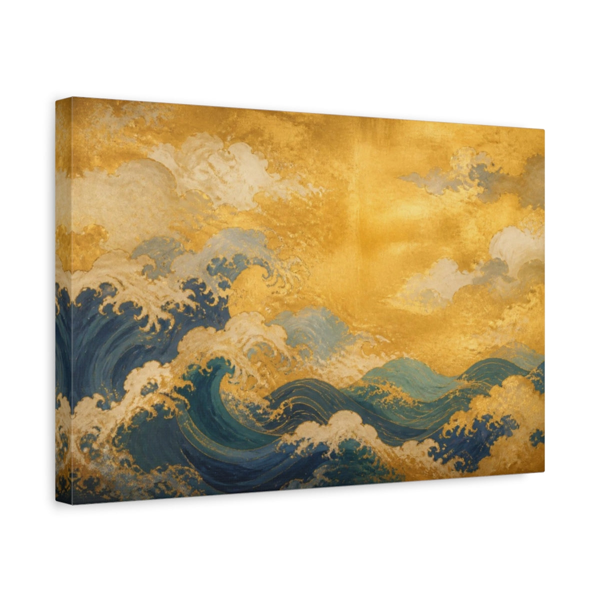 Side Mockup 4. Gilded Ocean Waves shown as canvas print