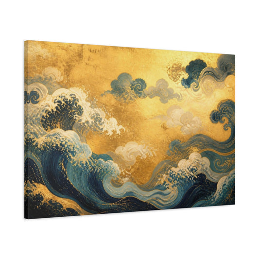 Main Mockup. Gilded Waves And Clouds shown as canvas print
