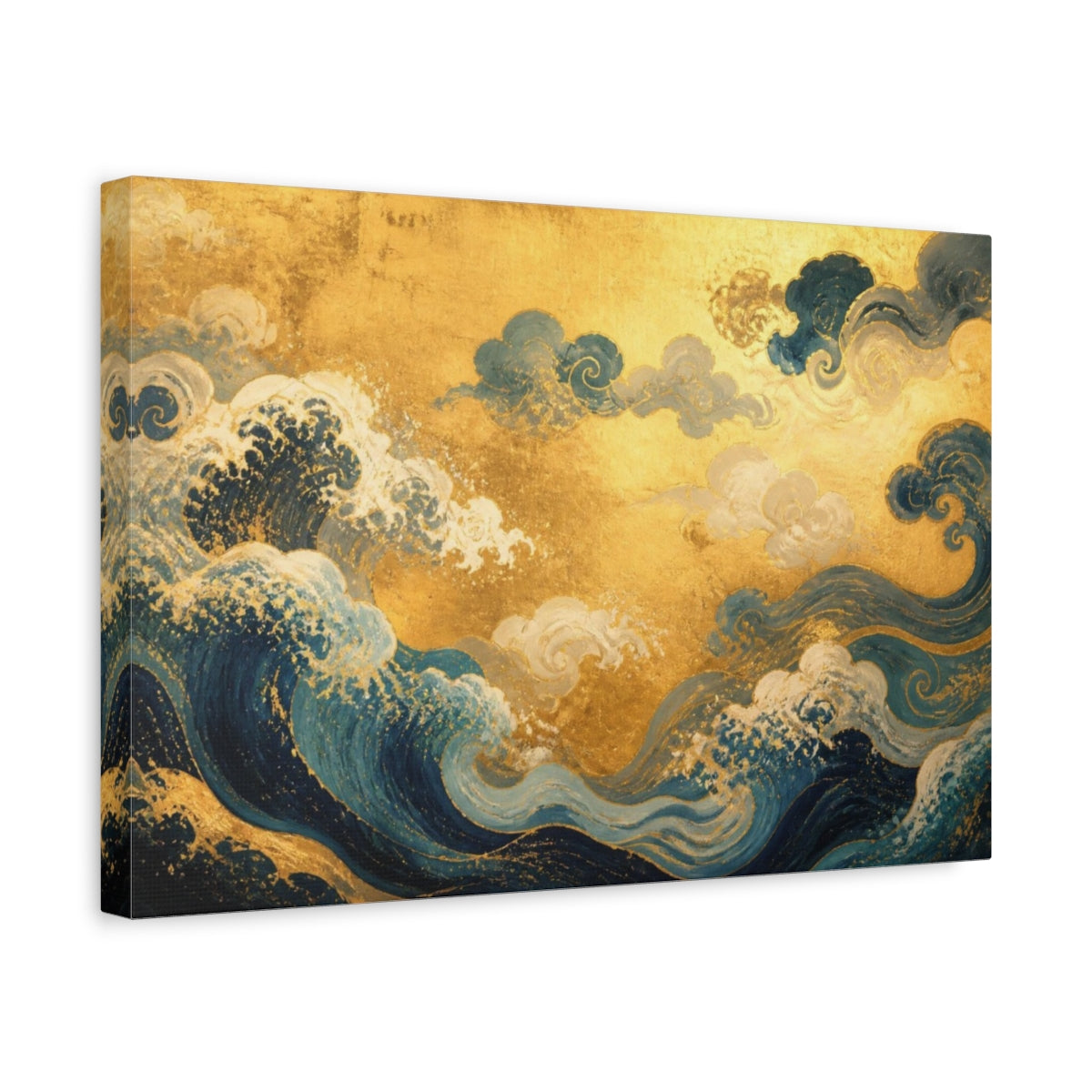 Side Mockup 4. Gilded Waves And Clouds shown as canvas print