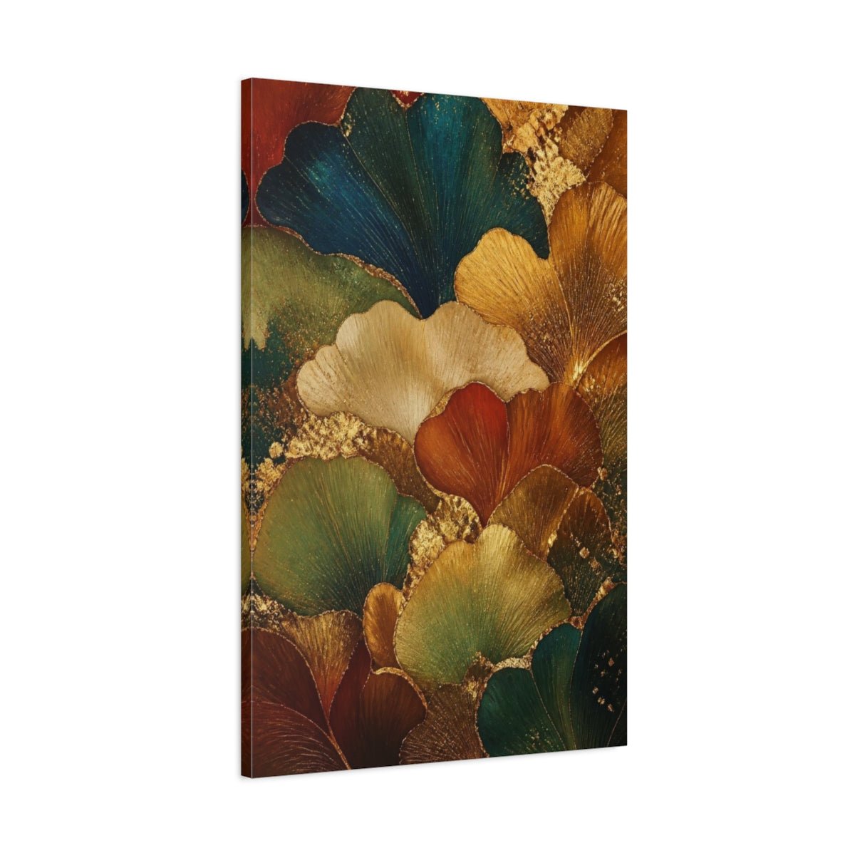 Ginkgo Leaf Abstract Gold Canvas Print – Living Room, Above Console Table - YesArtYes