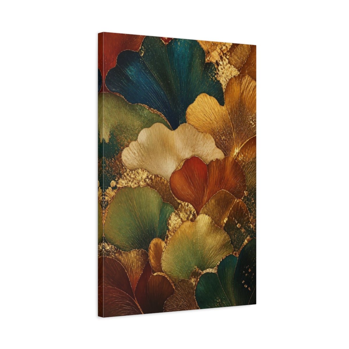 Ginkgo Leaf Abstract Gold Canvas Print – Living Room, Above Console Table - YesArtYes