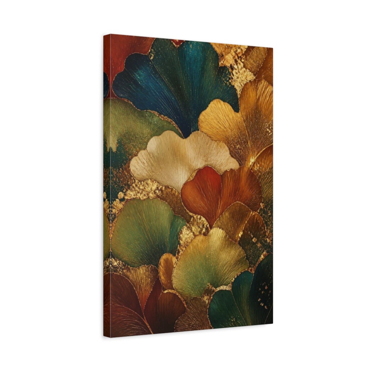 Ginkgo Leaf Abstract Gold Canvas Print – Living Room, Above Console Table - YesArtYes