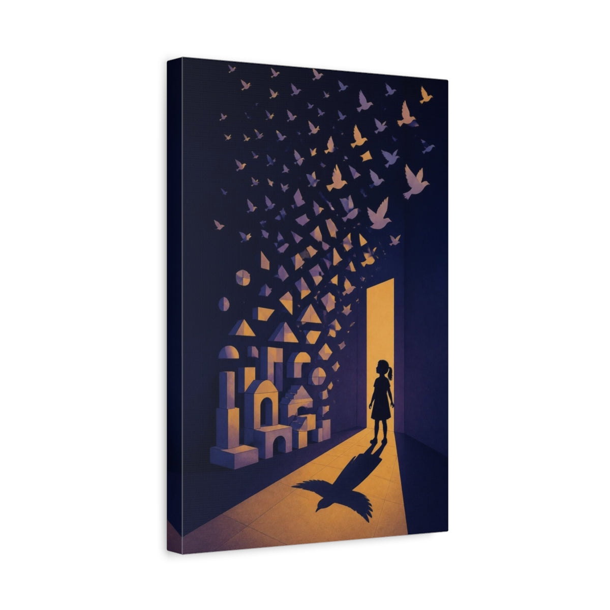 Side Mockup 4. Girl Illusion Doorway shown as canvas print