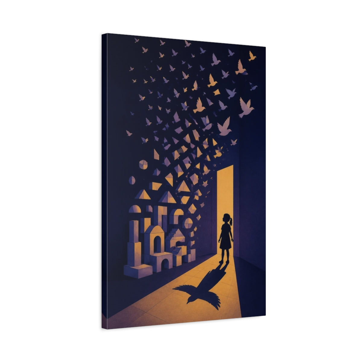 Side Mockup 2. Girl Illusion Doorway shown as canvas print