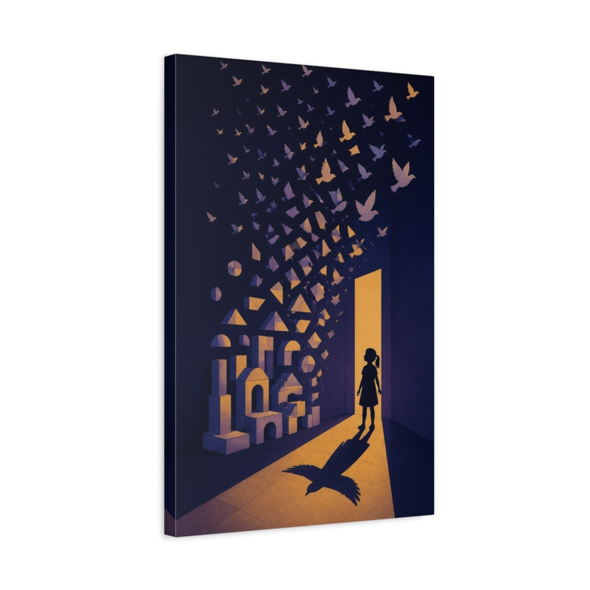 Side Mockup 3. Girl Illusion Doorway shown as canvas print