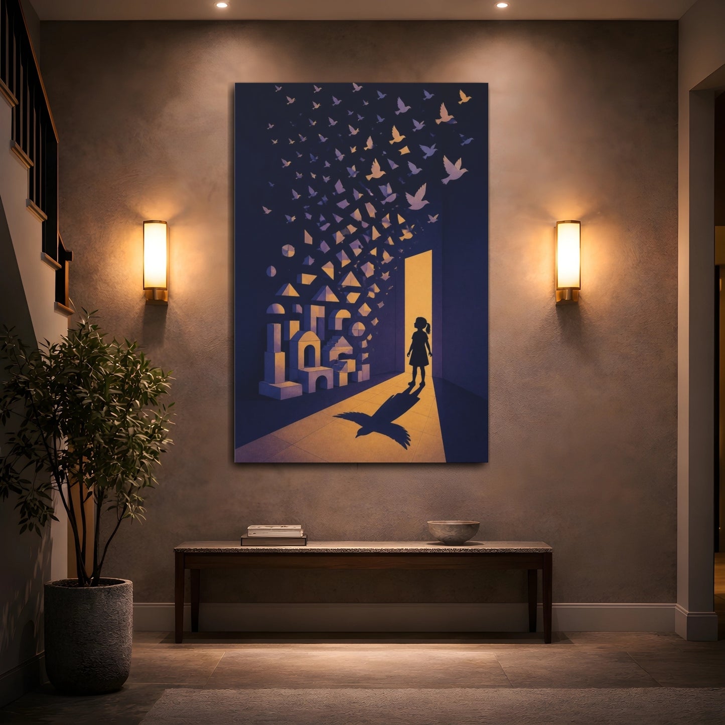 Mockup 2. Girl Illusion Doorway shown as canvas print