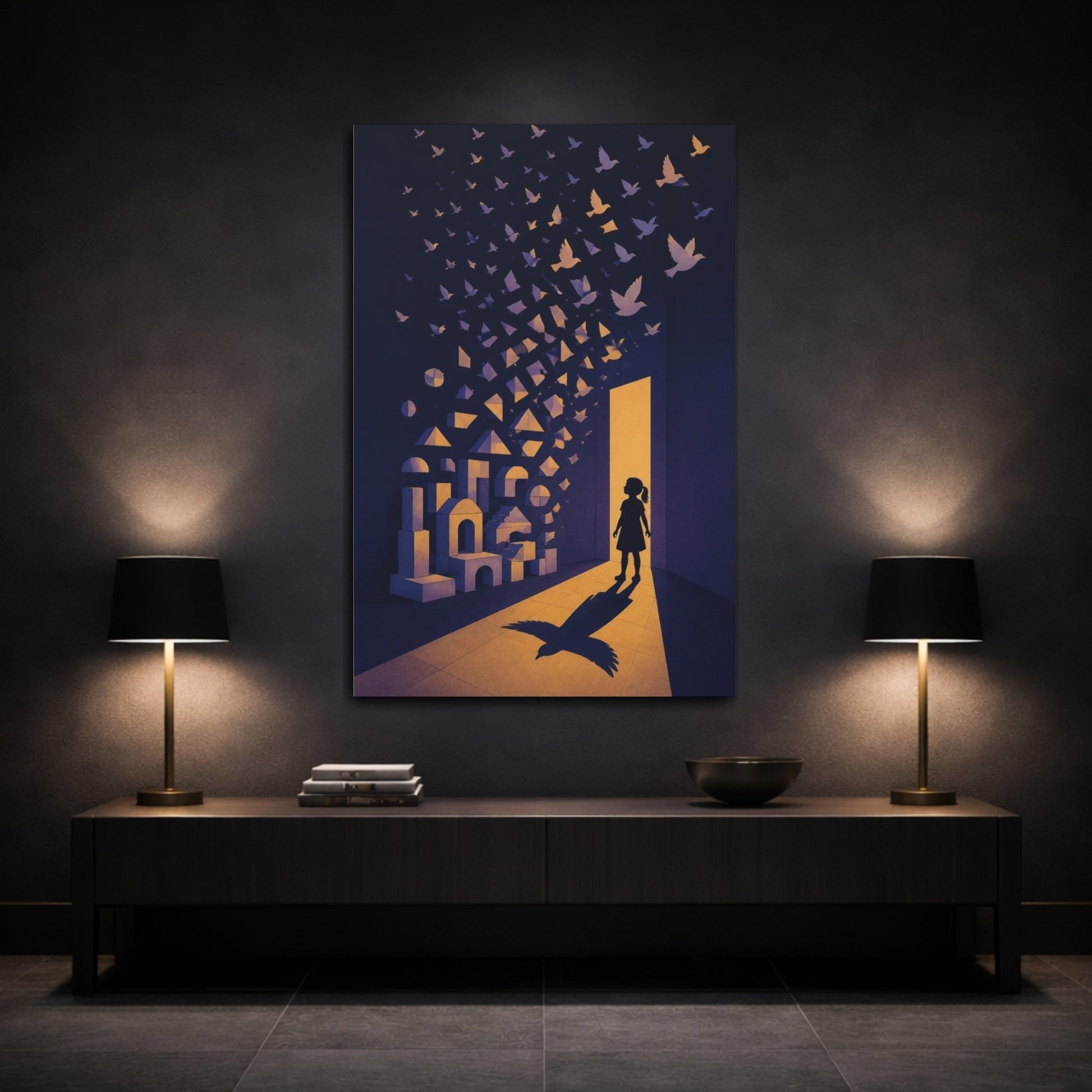 Mockup 3. Girl Illusion Doorway shown as canvas print