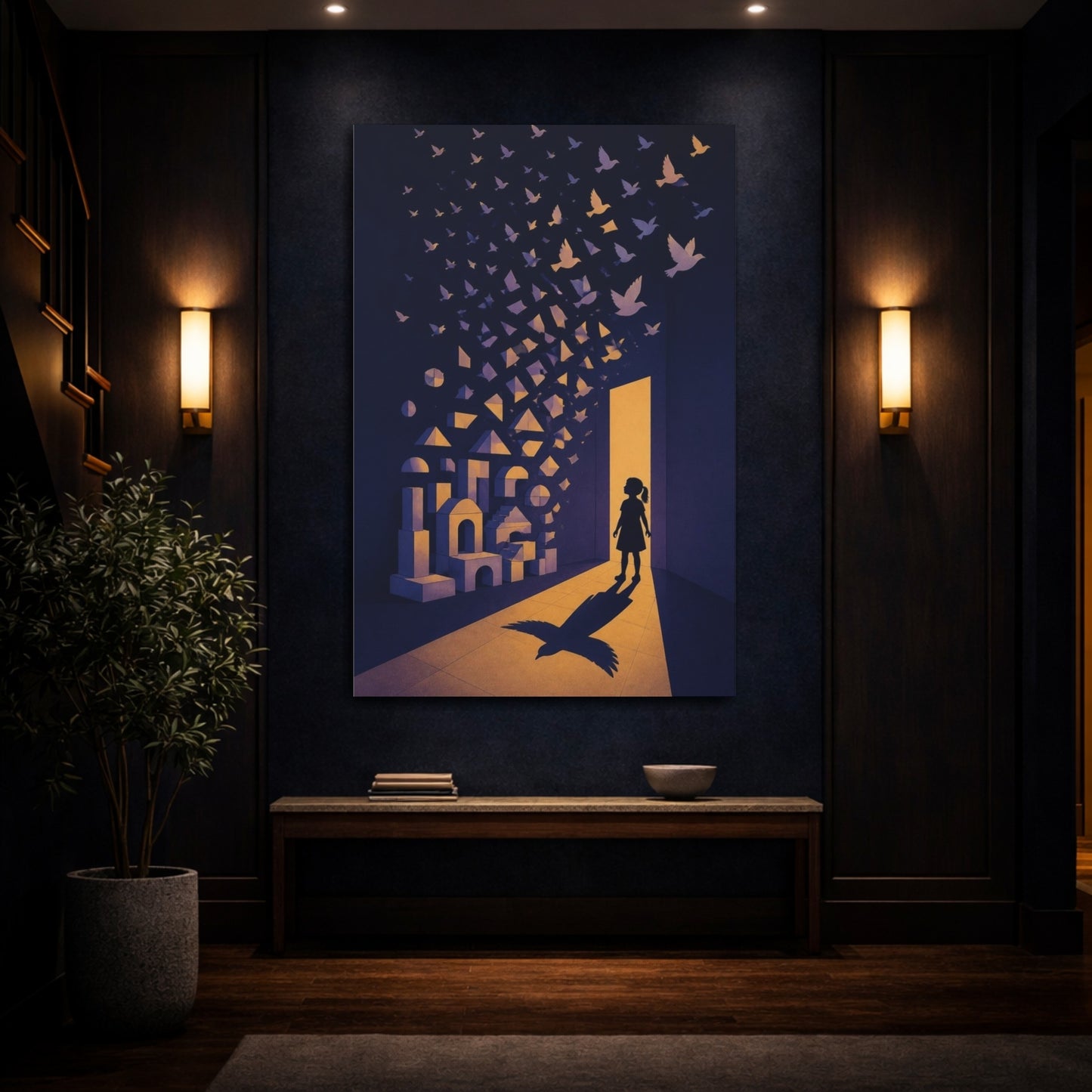 Mockup 4. Girl Illusion Doorway shown as canvas print
