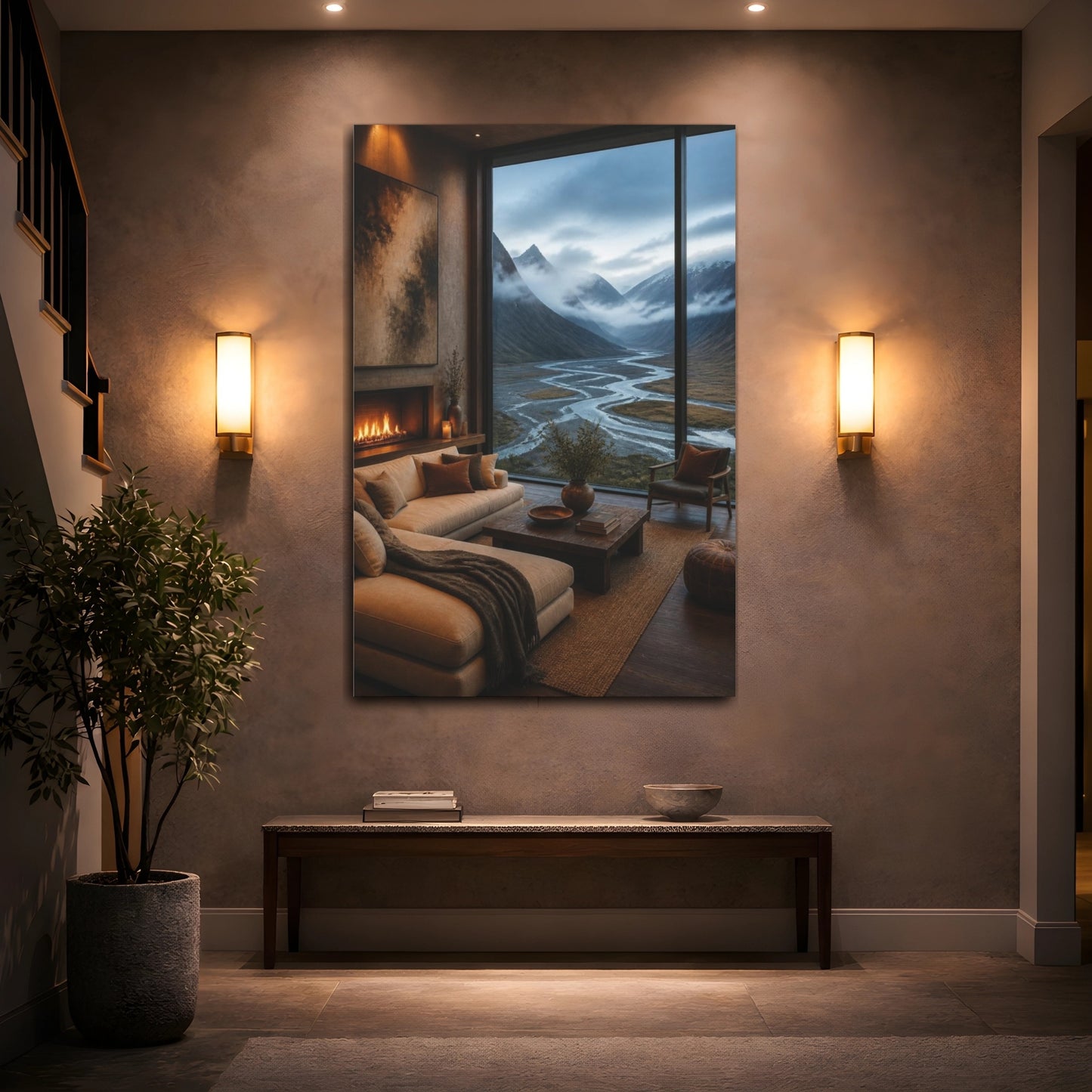 Mockup 2. Glacial Valley Living Room View shown as canvas print