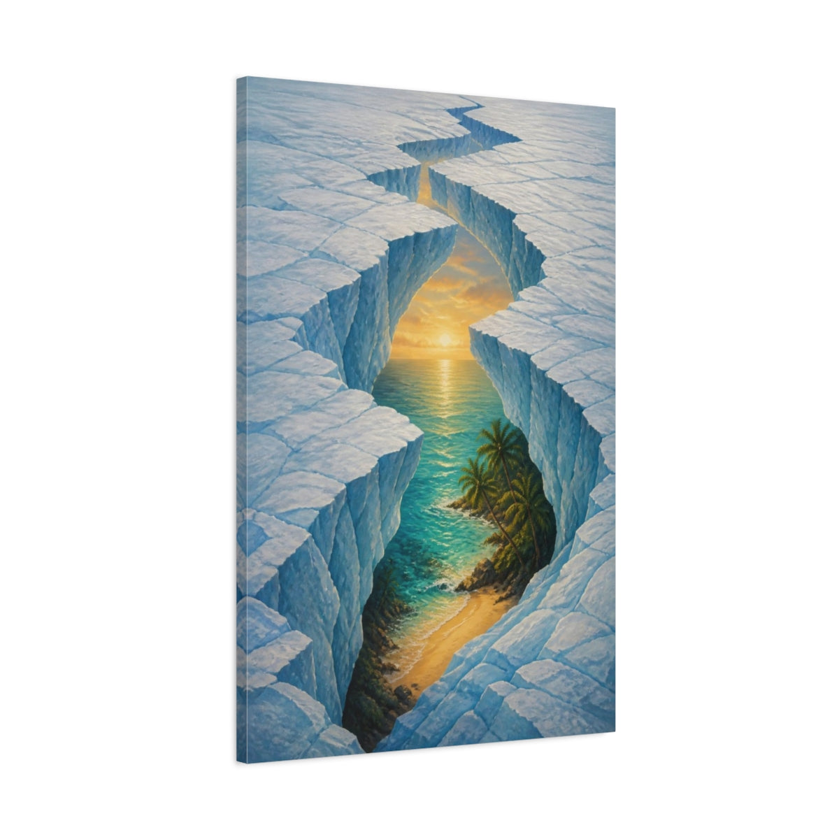 Main Mockup. Glacier Fissure Illusion shown as canvas print