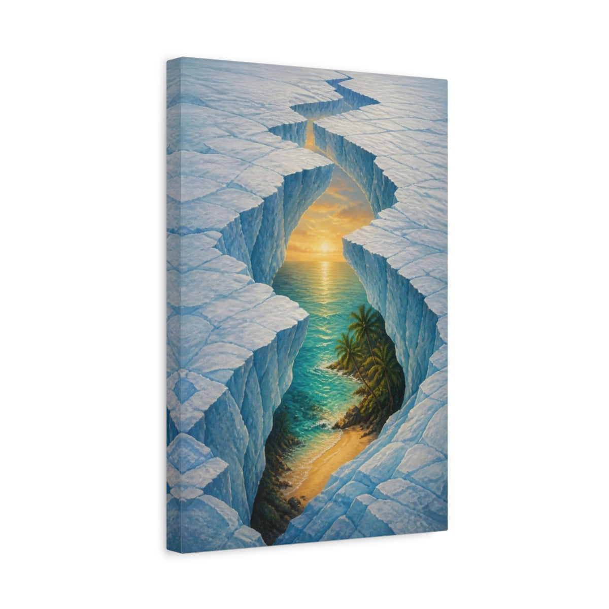 Side Mockup 4. Glacier Fissure Illusion shown as canvas print