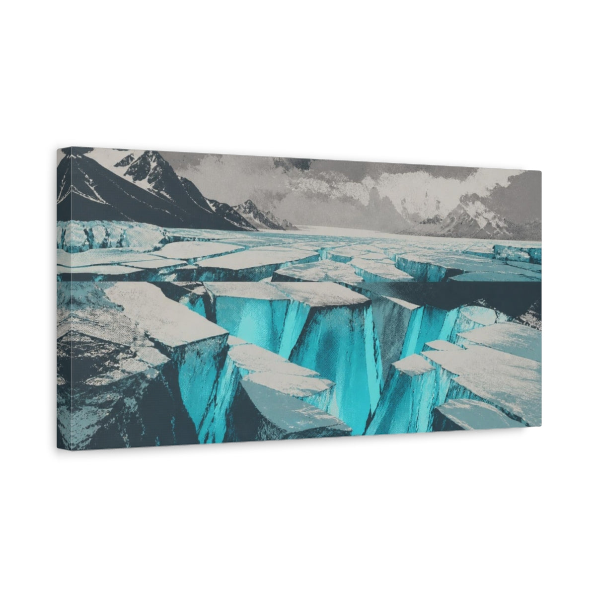 Side Mockup 3. Glacier Nature Glow shown as canvas print