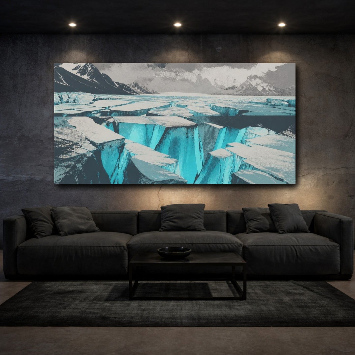 Mockup 3. Glacier Nature Glow shown as canvas print