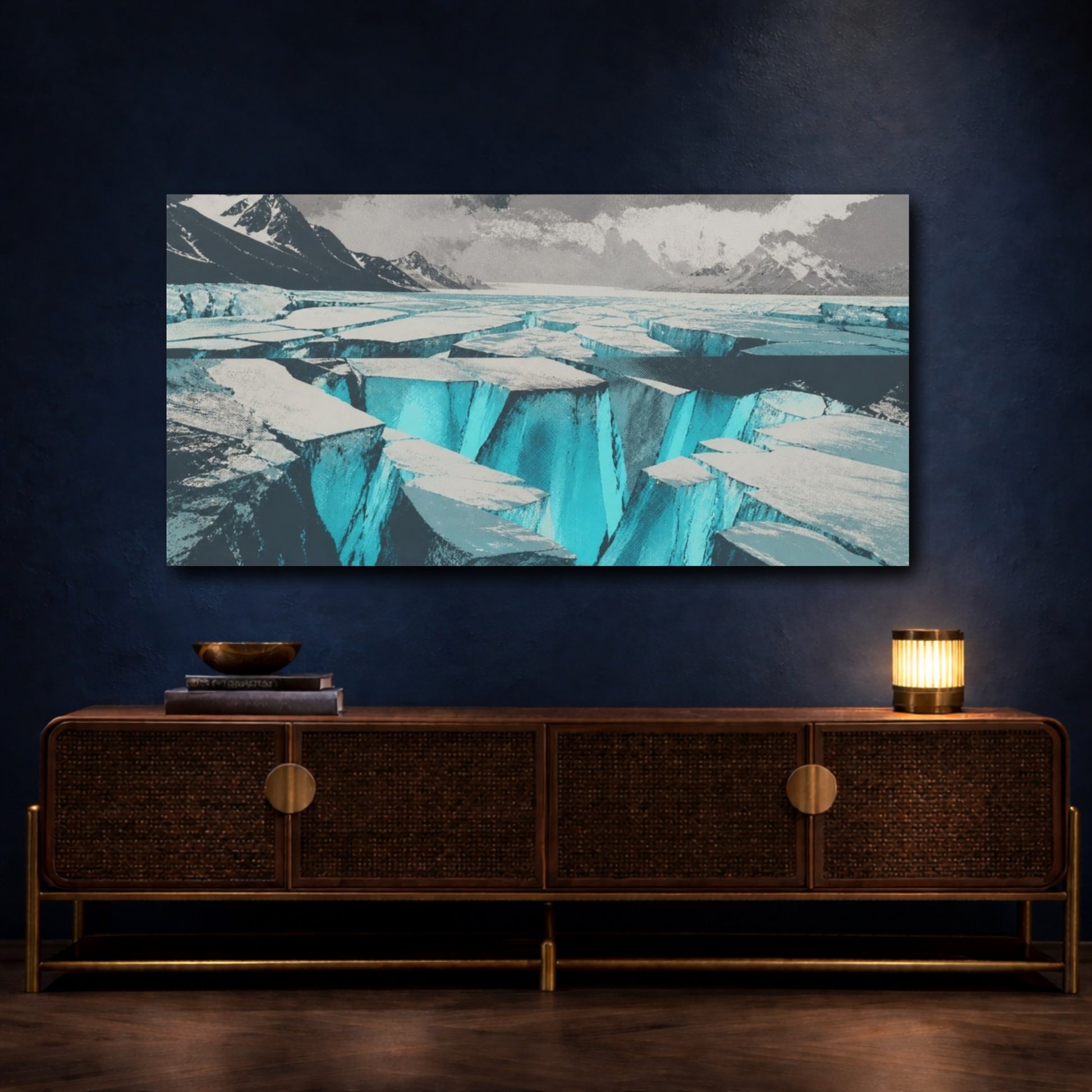 Mockup 4. Glacier Nature Glow shown as canvas print