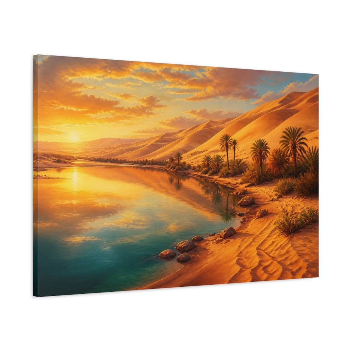 Main Mockup. Glowing Desert Oasis shown as canvas print