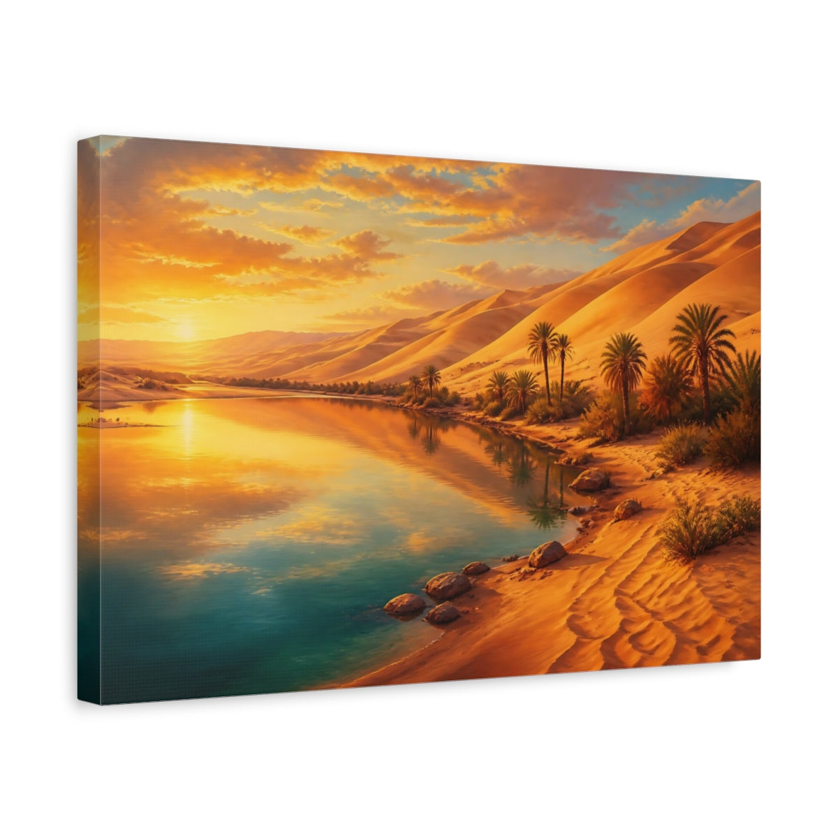 Side Mockup 4. Glowing Desert Oasis shown as canvas print