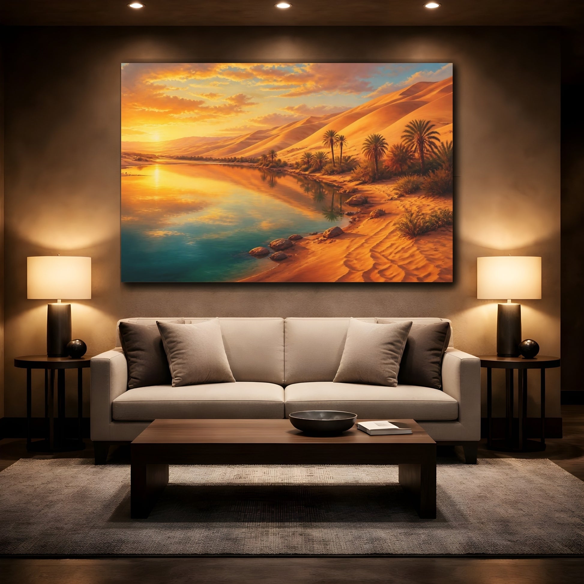 Mockup 2. Glowing Desert Oasis shown as canvas print