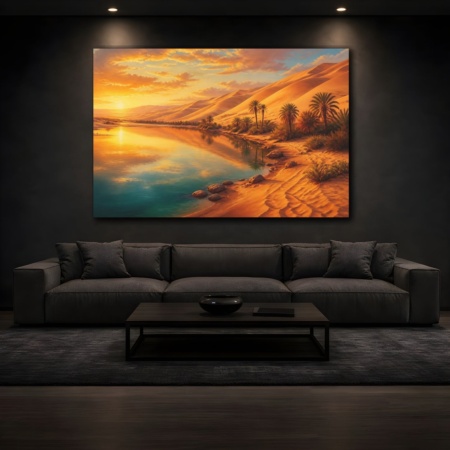 Mockup 3. Glowing Desert Oasis shown as canvas print