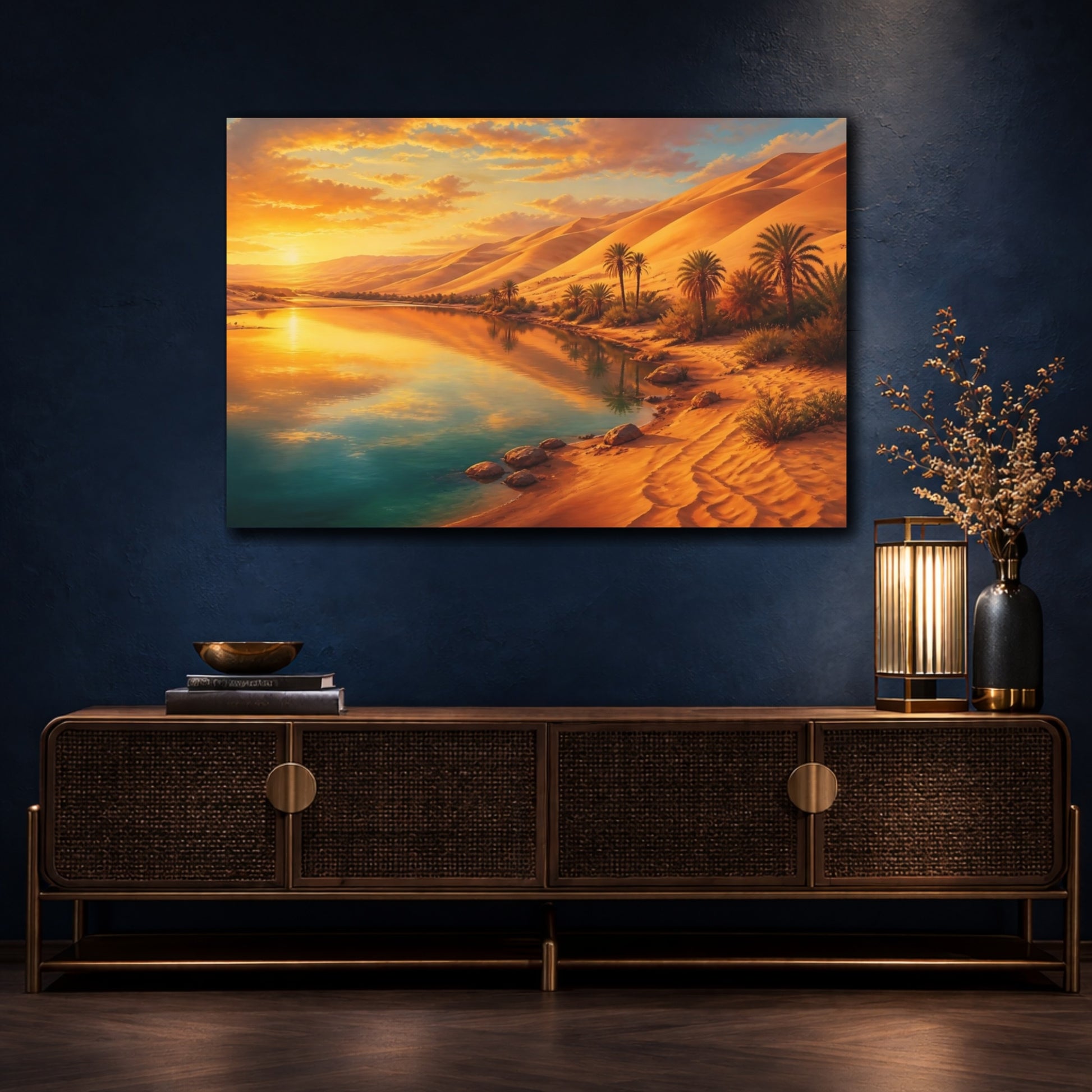 Mockup 4. Glowing Desert Oasis shown as canvas print