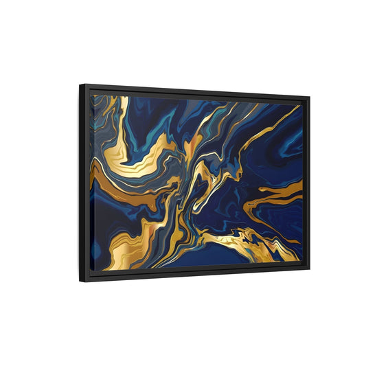 Gold Blue Abstract Canvas Prints - Large Marble Modern Wall Art - YesArtYes