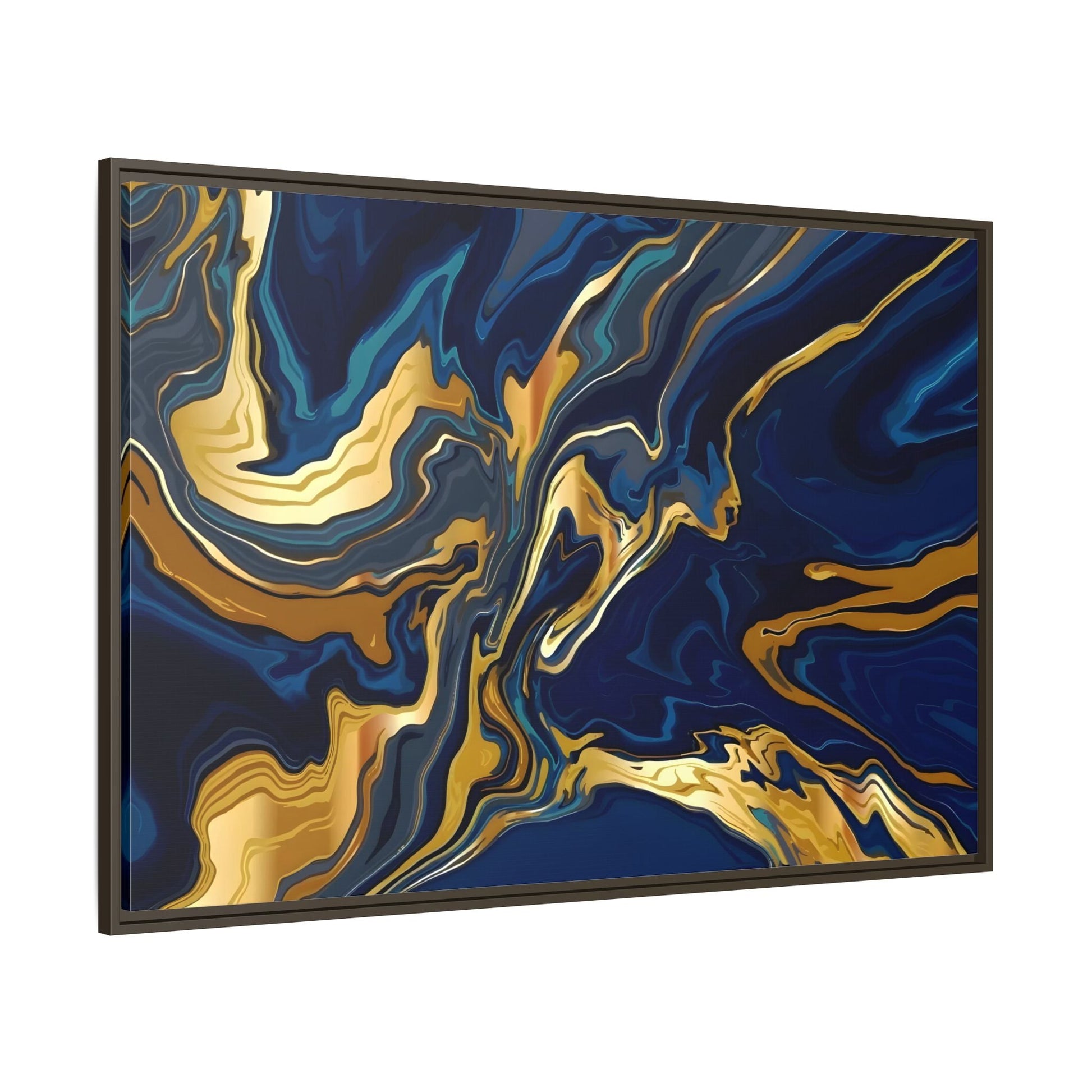 Gold Blue Abstract Canvas Prints - Large Marble Modern Wall Art - YesArtYes