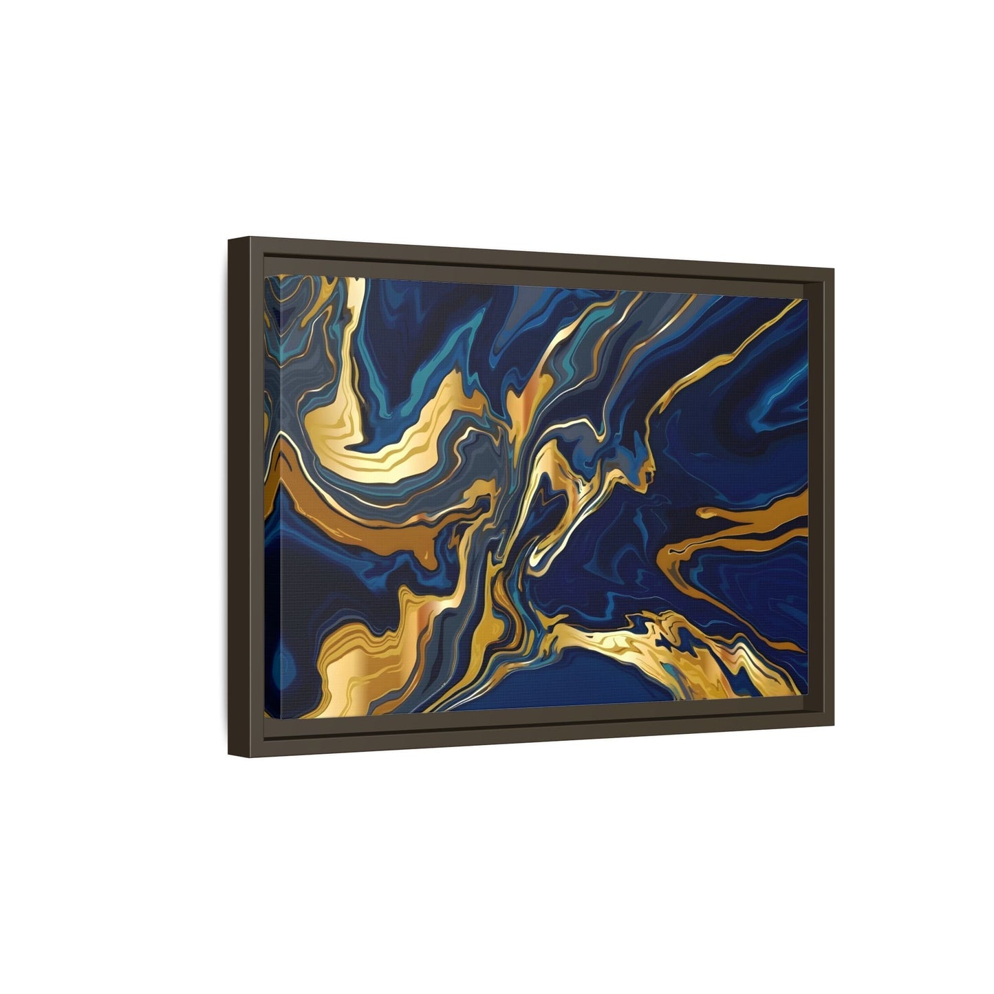 Gold Blue Abstract Canvas Prints - Large Marble Modern Wall Art - YesArtYes