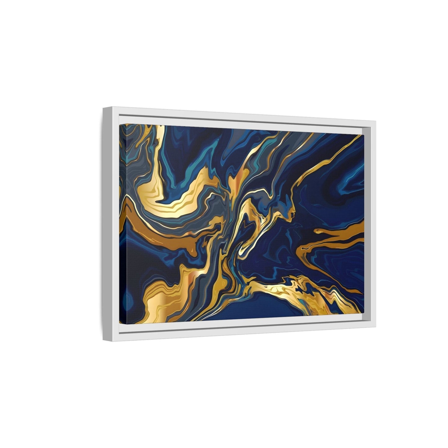 Gold Blue Abstract Canvas Prints - Large Marble Modern Wall Art - YesArtYes