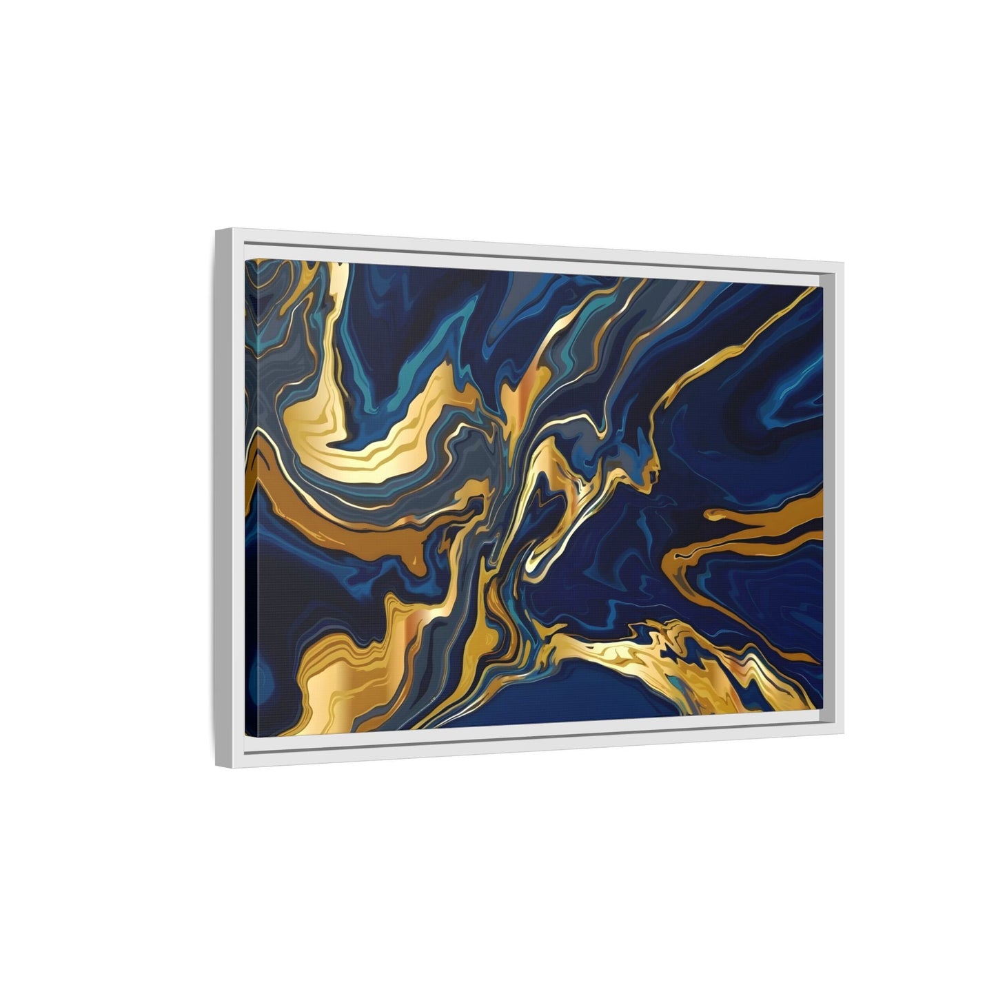 Gold Blue Abstract Canvas Prints - Large Marble Modern Wall Art - YesArtYes