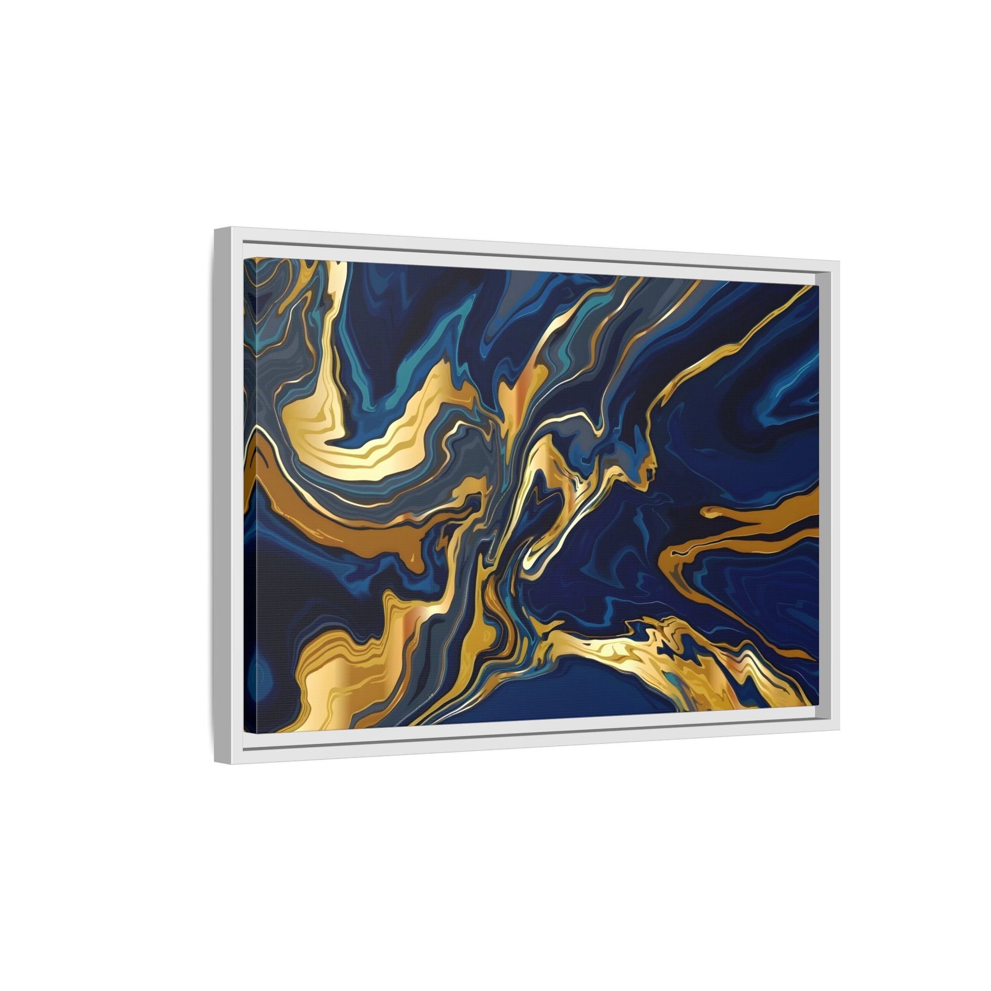 Gold Blue Abstract Canvas Prints - Large Marble Modern Wall Art - YesArtYes