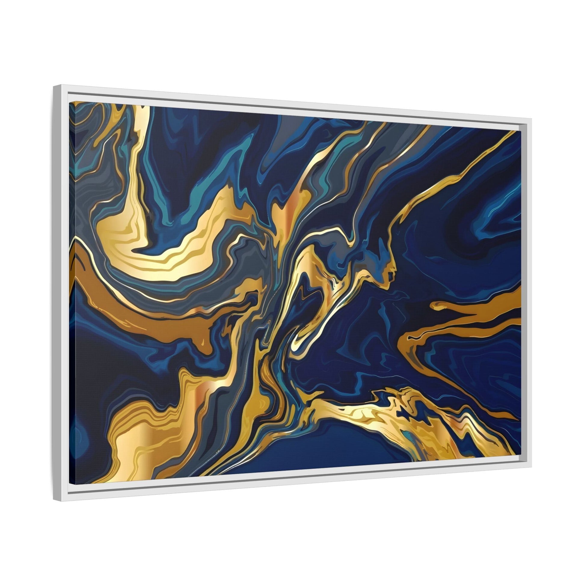 Gold Blue Abstract Canvas Prints - Large Marble Modern Wall Art - YesArtYes
