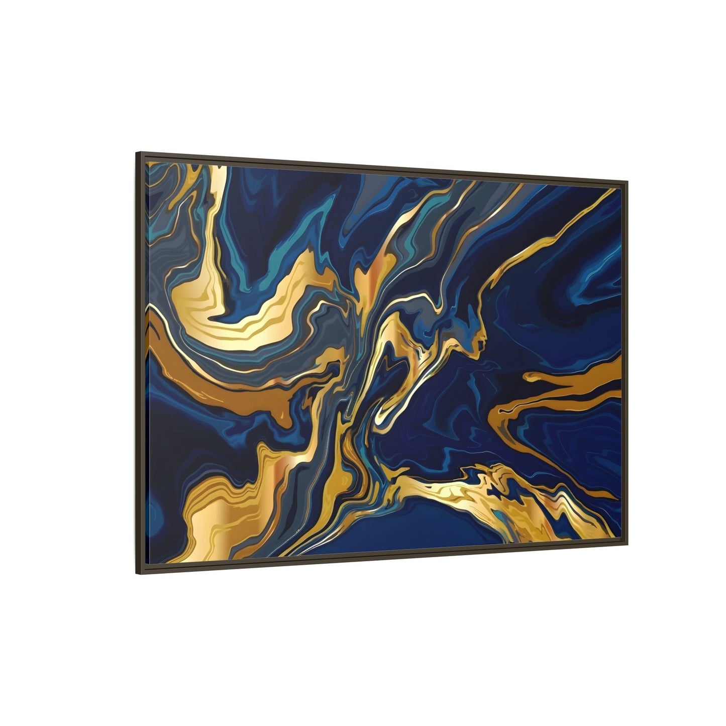 Gold Blue Abstract Canvas Prints - Large Marble Modern Wall Art - YesArtYes
