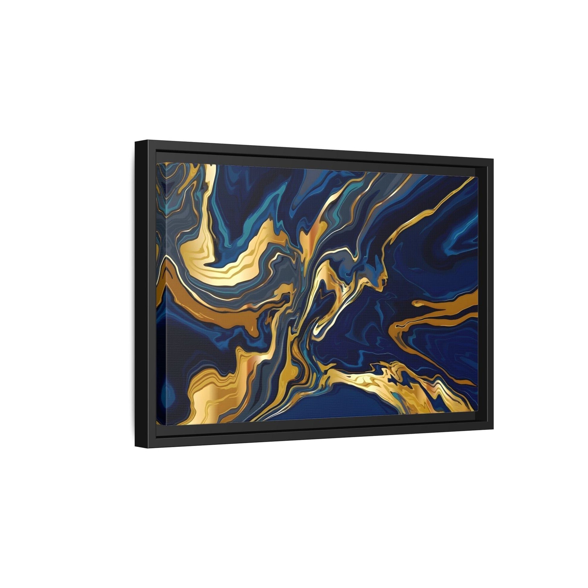 Gold Blue Abstract Canvas Prints - Large Marble Modern Wall Art - YesArtYes