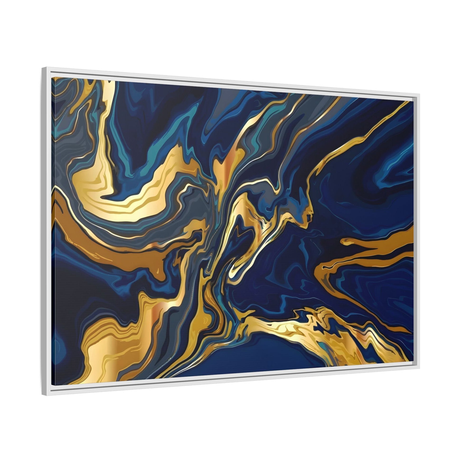 Gold Blue Abstract Canvas Prints - Marble Modern Wall Art