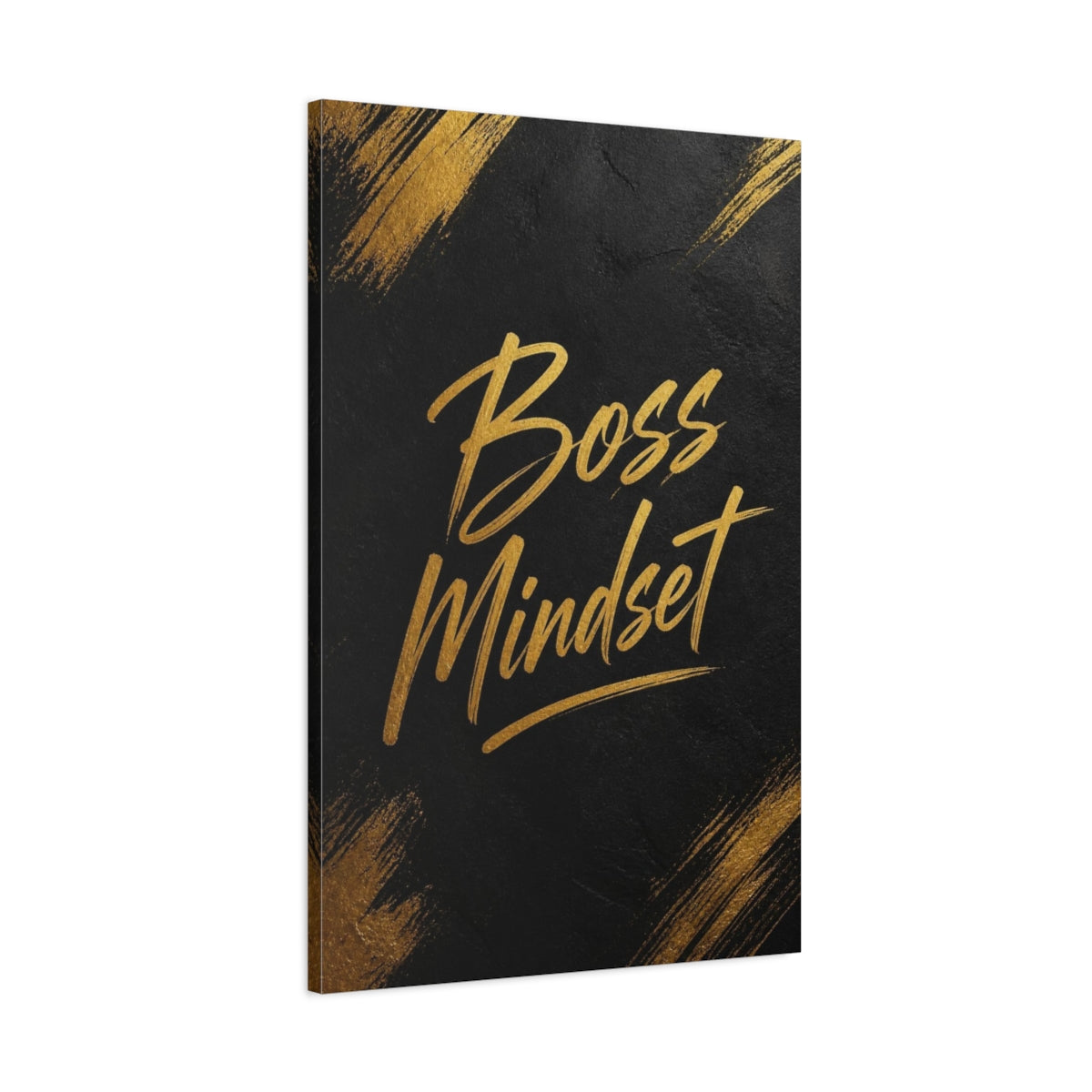 Main Mockup. Gold Boss Mindset Quote shown as canvas print
