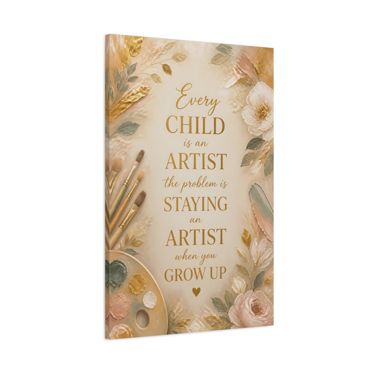 Main Mockup. Gold Floral Quote shown as canvas print