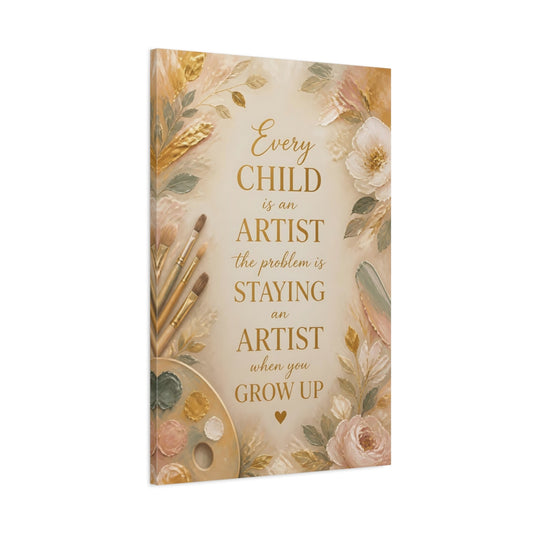 Main Mockup. Gold Floral Quote shown as canvas print