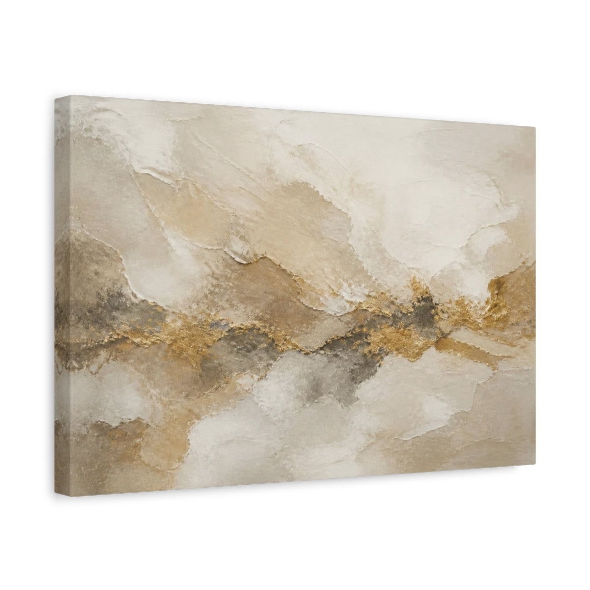 Side Mockup 4. Gold Plaster Abstract shown as canvas print