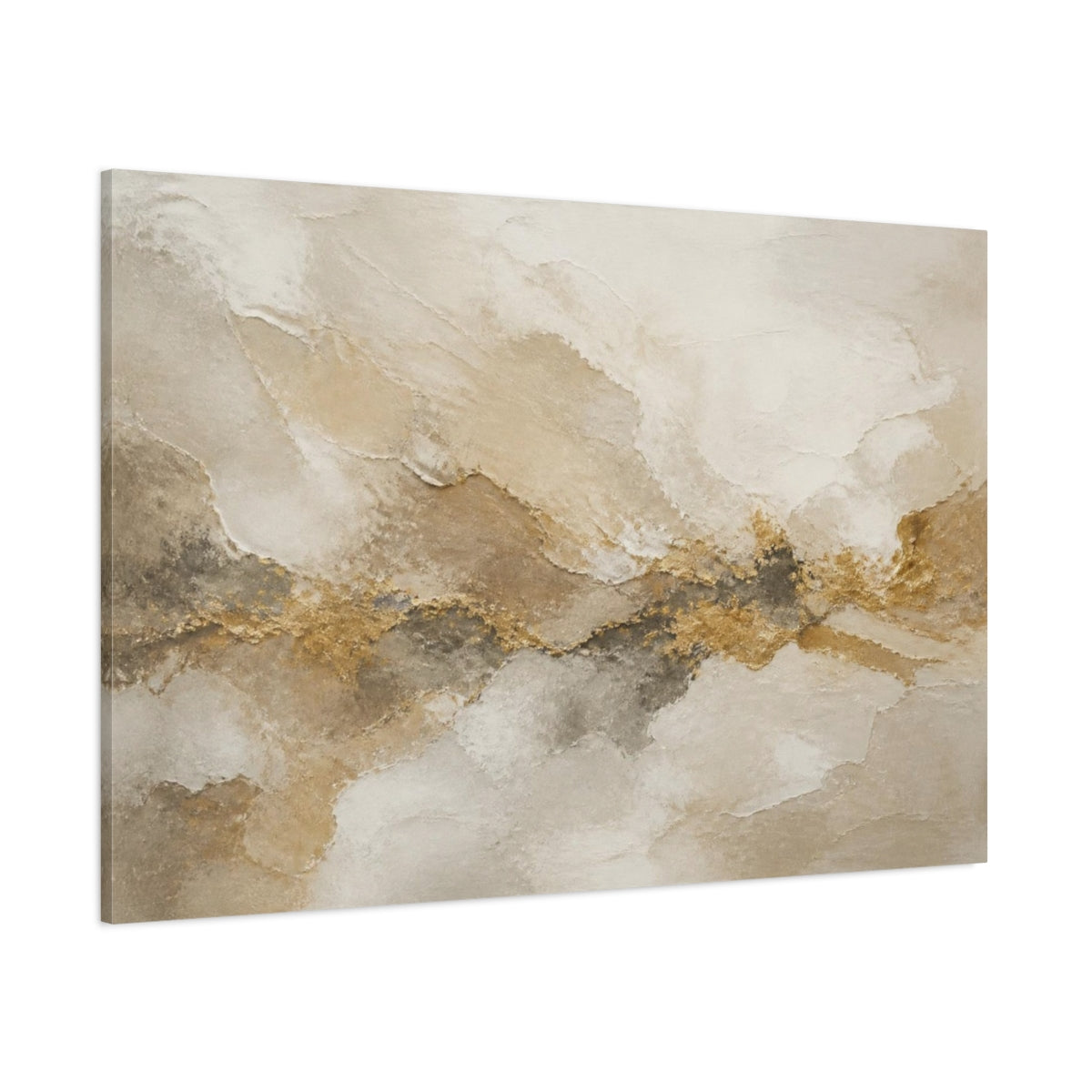 Side Mockup 1. Gold Plaster Abstract shown as canvas print