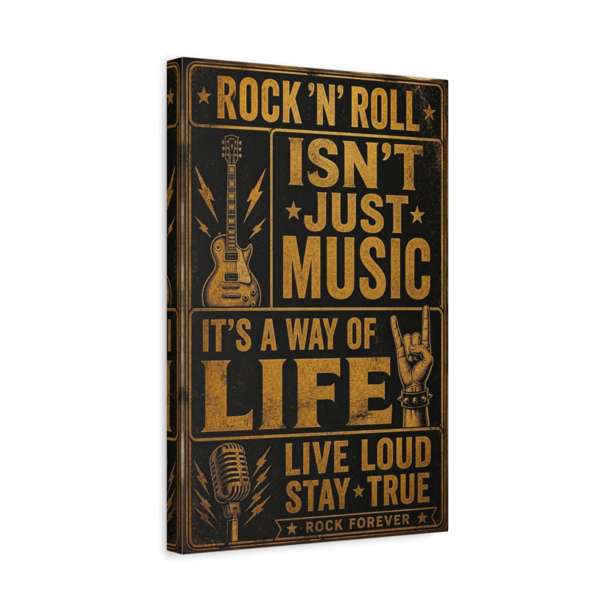 Side Mockup 4. Gold Rock Quote Art shown as canvas print