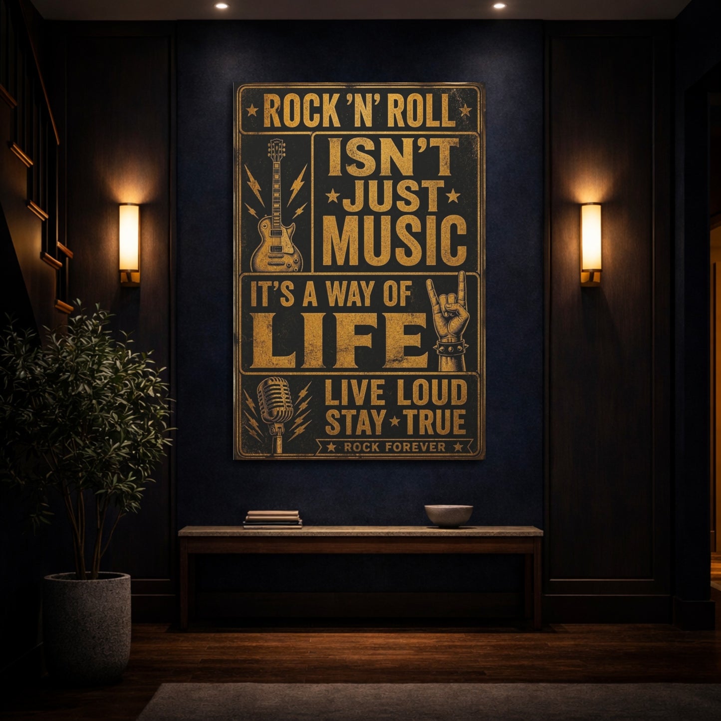 Mockup 4. Gold Rock Quote Art shown as canvas print