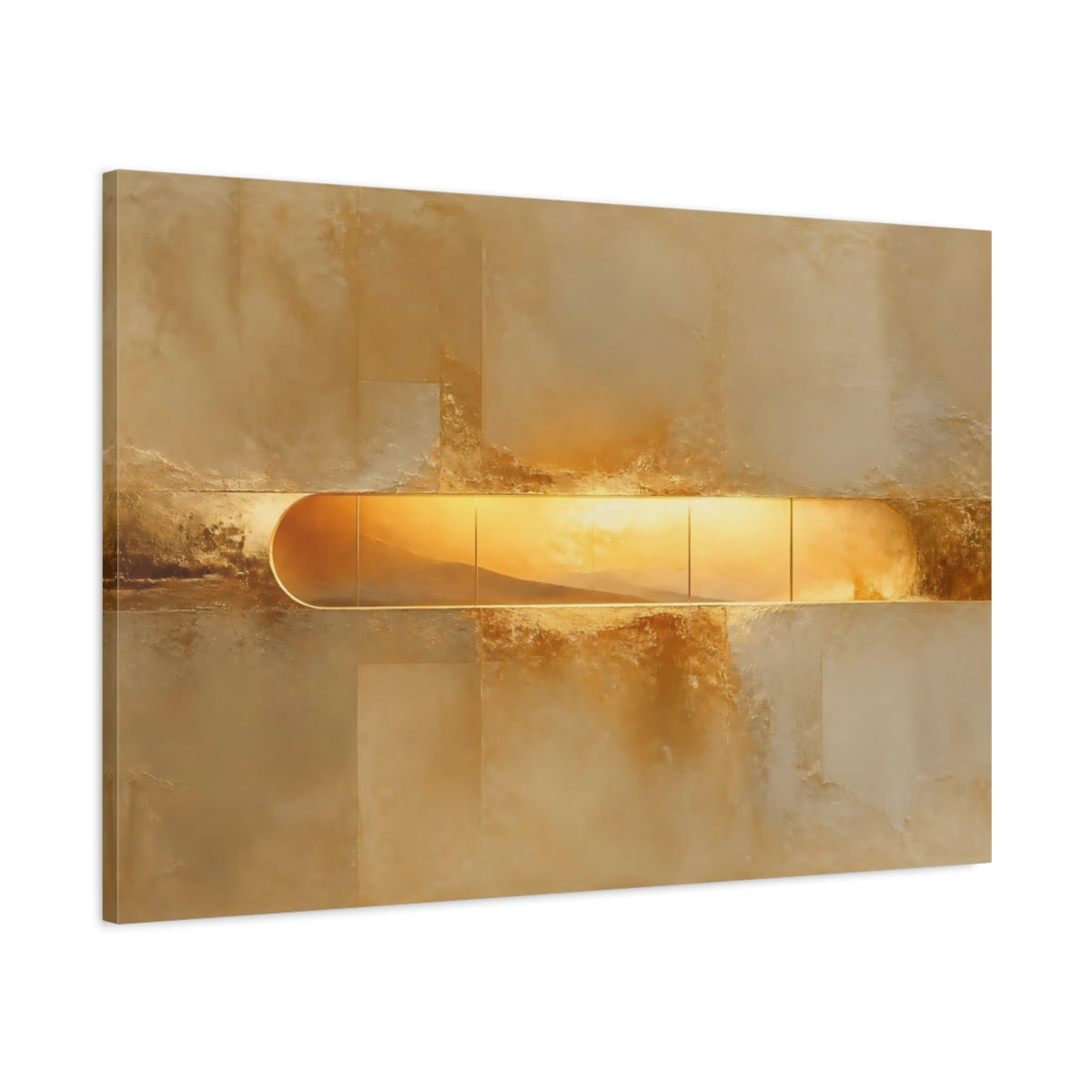 Main Mockup. Gold Window Horizon shown as canvas print