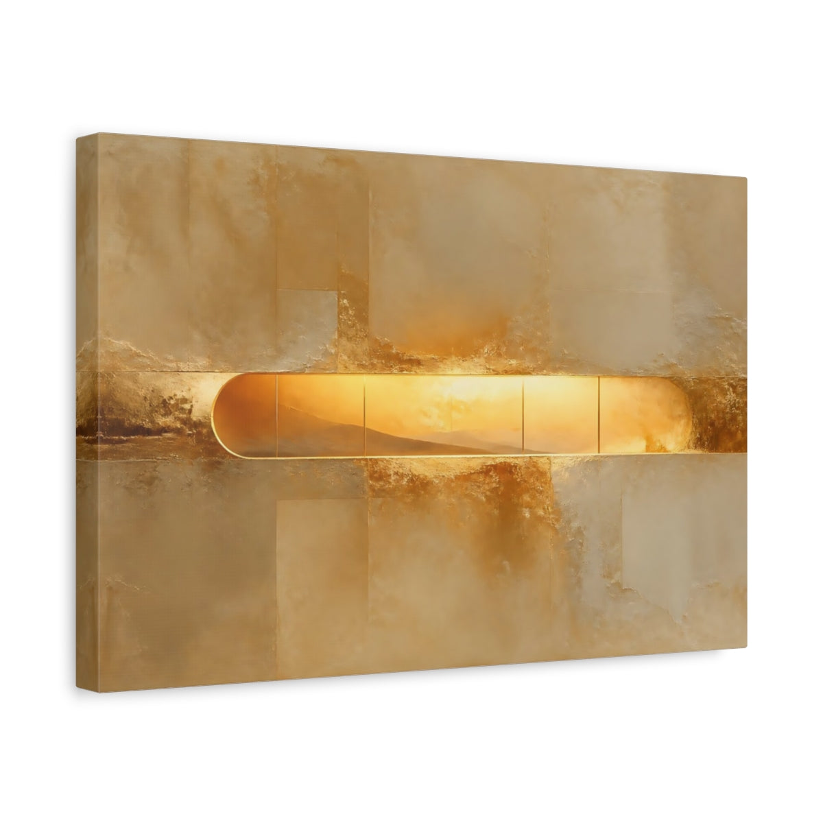 Side Mockup 4. Gold Window Horizon shown as canvas print