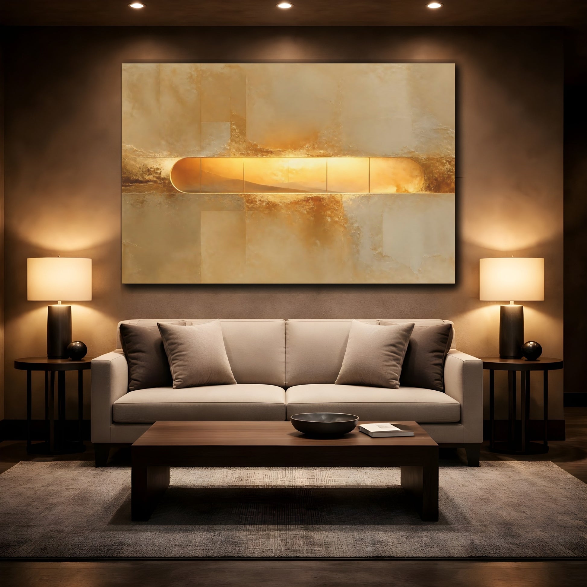 Mockup 2. Gold Window Horizon shown as canvas print