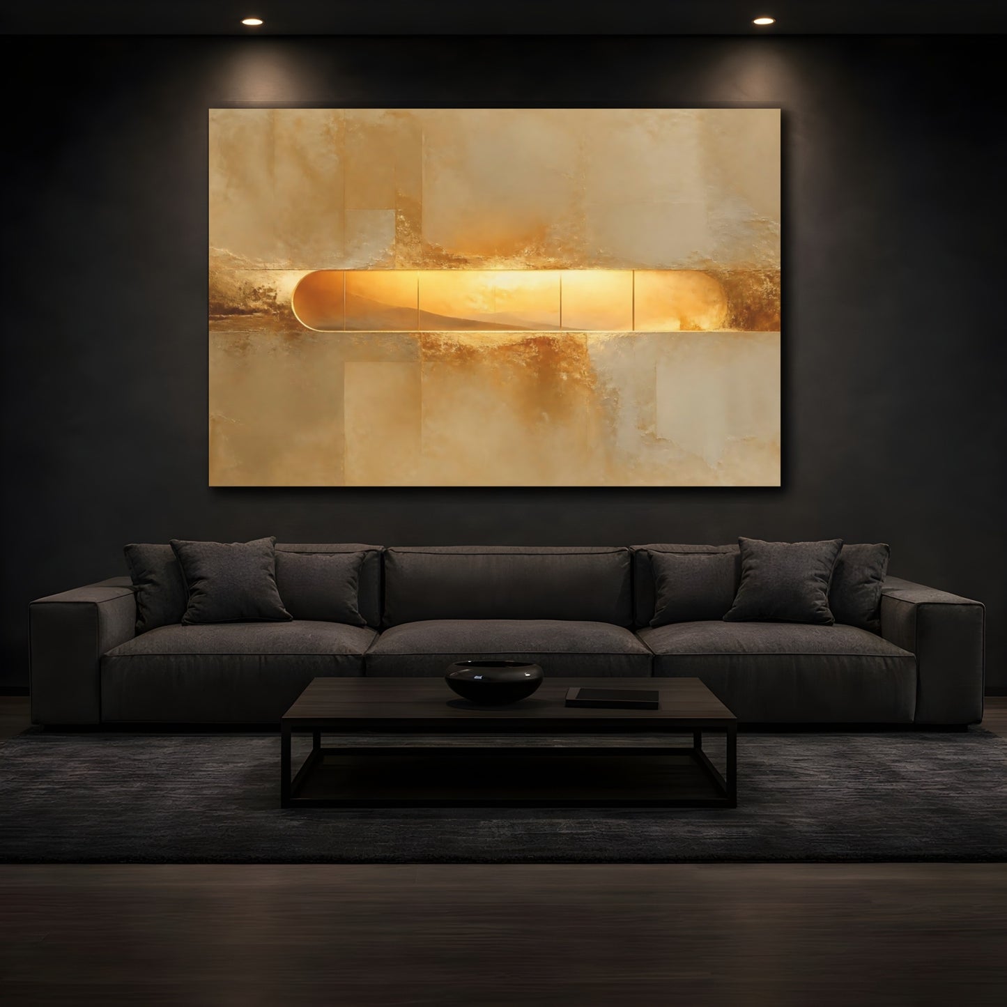 Mockup 3. Gold Window Horizon shown as canvas print