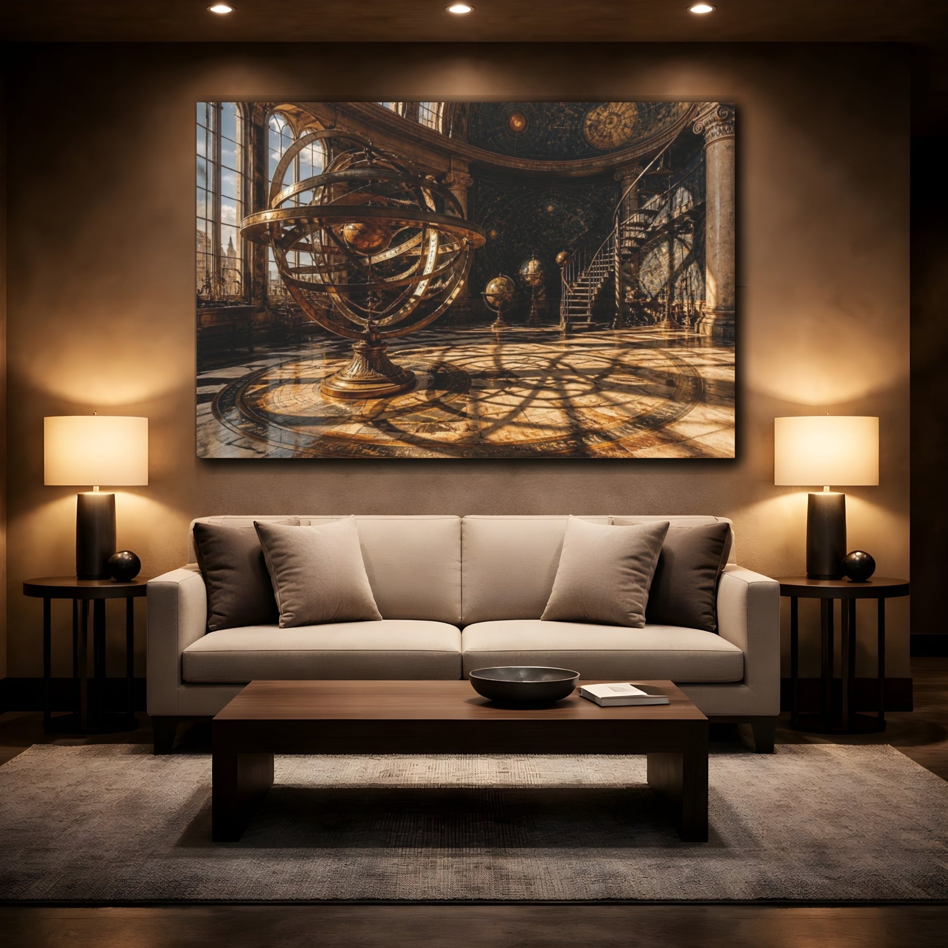 Mockup 2. Golden Armillary Observatory shown as canvas print