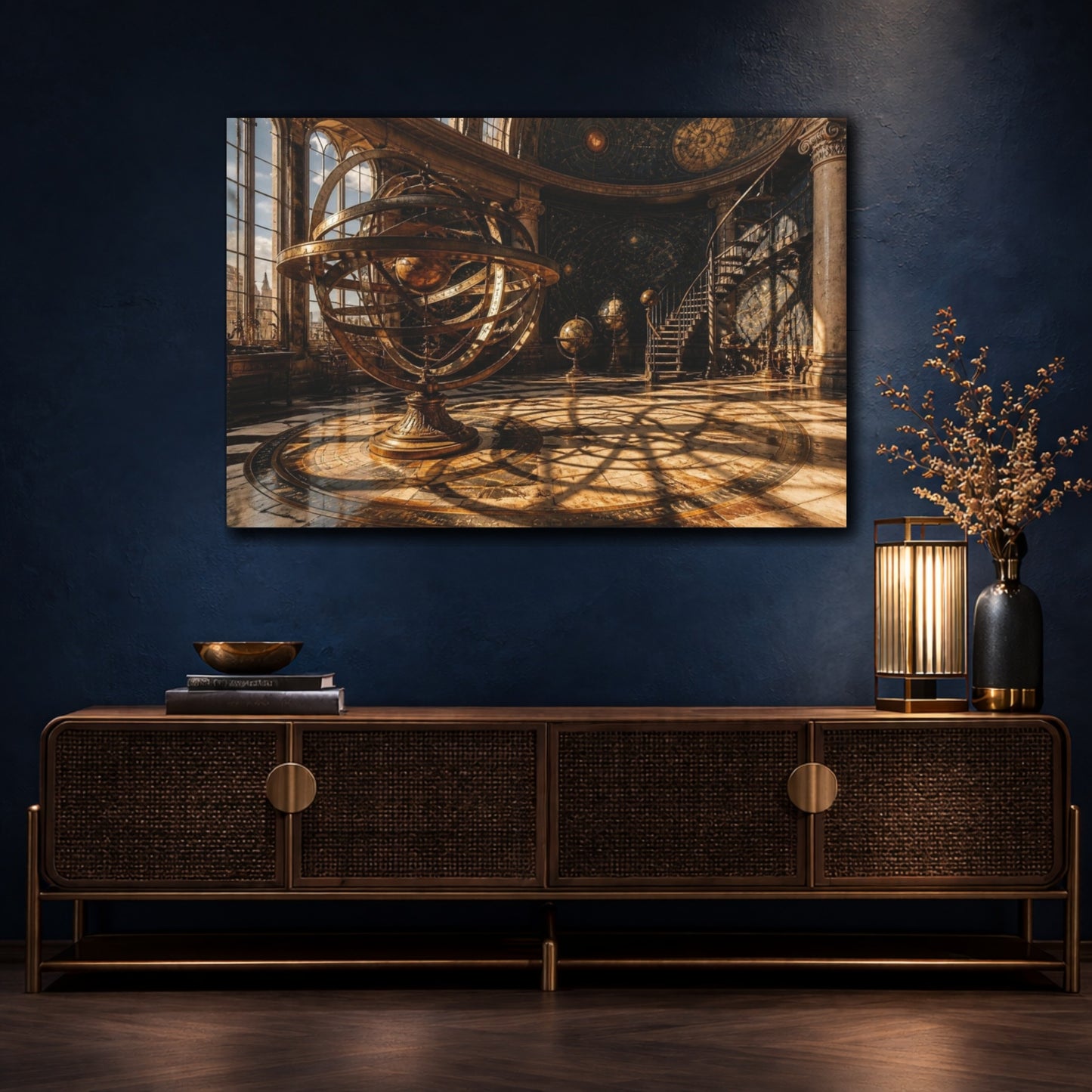 Mockup 4. Golden Armillary Observatory shown as canvas print